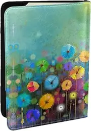 [JEJEA] Abstract Style Colorful Flowers Print Travel Organizer Credit Cards Case Passport BookPassport Holder Cover Wallet forTraveling,, Black, One Size