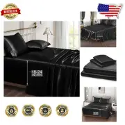4 Piece Black Satin King Sheets Set - Wrinkle Resistant with Extra Deep Pockets