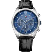 Tommy Hilfiger Corbin Black Leather Navy Dial Men's Watch 1791182