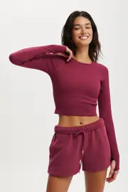 [Body] Body - Seamless Long Sleeve Top - Sangria S/M SANGRIA