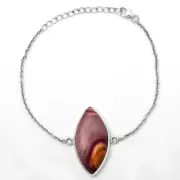 Natural Red Mookaite 925 Sterling Silver Bracelet Jewelry B-1023