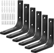 6pcs Black Metal Shelf Support Angle L Brackets, 4 x 4 Inch 4 x 4 Inch,