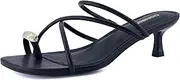 [CUSHIONAIRE] Maui Women’s Strappy Toe-Ring Slip On Kitten Heel – Vegan Leather Dress Sandal + Memory Foam
