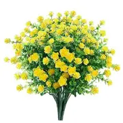 Artificial Flowers Outdoor Fake Flowers for Decoration UV 6 Bundles 2#yellow