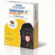 Interceptor Spectrum Medium Dogs 11-22 kgs - 3 Pack - Yellow (Heartworm & Worm)