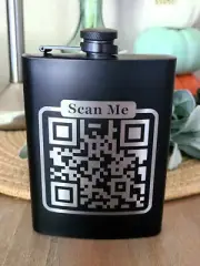 Liquor Hip Pocket Flask With Funnel, Engraved QR Code Show Me Booze Drink Gift