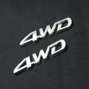 2x Silver Chrome 4WD New Metal Badge Emblem Decal Sticker Tailgate Limited Turbo (for: MG)