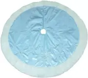 Jaclyn Smith/D&B 48" Deluxe Tree Skirt - Blue Satin White Snowflakes Fur Trim