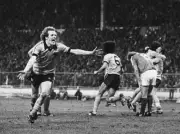 Wolverhampton Wanderers football player Andy Gray celebrates afte - Old Photo