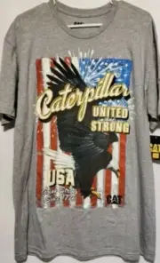 MADE in USA! Men XL T-Shirt by Caterpillar "United and Strong USA Since 1776"