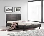 King Single PU Leather Bed Frame and Headboard - 206cm x 115cm Brown