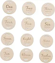MOLUCKFU 12pcs Creative Baby Growth Commemorative Cards Wooden Growth Milestone Cards