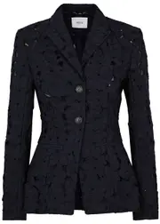 Erdem Floral Cutwork Cotton-blend Blazer - Navy - 8 (UK8 / S) 8 (UK8 / S)