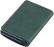 [SAMEZA] Men Women Smart Wallet Credit Bank Card Holder Fashion Purse Aluminum Alloy Business Casual Wallet PU Purse,Dark Green