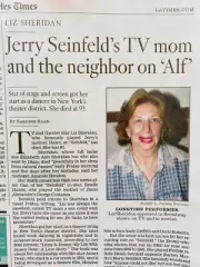 LIZ SHERIDAN JERRY SEINFELD’S TV MOM OBITUARY LOS ANGELES TIMES NEWSPAPER