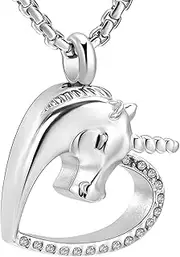 BIAIHQIE Stainless Steel Crystal Container Urn Memorial Pendant Necklace Ash Keepsake Cremation Jewelry
