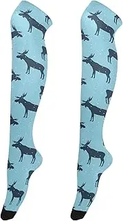 [Caihoyu] Women Thigh Socks Casual Fashion Extra Long Knee High Socks Over Knee High Sock for Special Occasions Winter Pattern Moose Bitmap Copy, Winter Pattern Moose Bitmap Copy