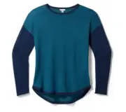 Smartwool Shadow Pine Wool Sweater Women's M Blue Colorblock Crew Neck Pullover