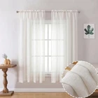Semi Sheer Curtains 63 inch Length 2 40"W x 63"L (Pack of 2) Natural/Linen