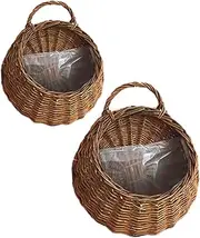 [KONTONTY] Hanging Basket Rattan Wall Planter Chic Decor for Home Office Garden