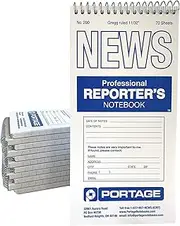 Portage Reporter's Notebook - #200 Gregg Ruled 4" x 8" Professional Spiral Notebook for Taking Notes in The Field - 140 Pages (12 Pack)