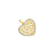 9ct Gold Diamond Leaves Filigree Heart Pendant