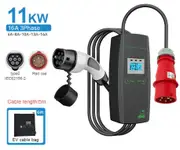 Khons Portable Electric Car Charger 11kw 7kw Charger Type2 Charger Cable 16A 32A EV Charger Three Phase EVSE Charging Box 11KW 16A 3Phase
