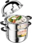 3 Tier Steamer Pot with Steaming Racks, Stainless Steel Food Steamer wit...