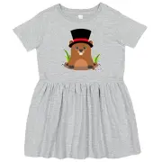 Inktastic Groundhog Day With Groundhog In Top Hat Toddler Dress Animal Cute Golf
