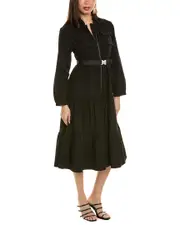 Gracia Tiered Midi Dress Black