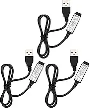 Create idea 3Pcs 5-12V USB LED Strip Controller 3 Keys 4Pin Remote Controller USB to 3Pin 5V RGB LED Led Light Switch Cable for LED Strip Light Black 51cm