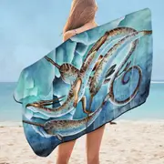 Dragon and Fantasy Creatures Art Icy Depths Microfiber Beach Towel