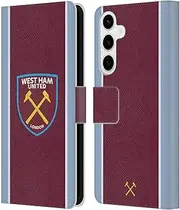 Head Case Designs Officially Licensed West Ham United FC Home 2021/22 Crest Kit Leather Book Wallet Case Cover Compatible with Samsung Galaxy S24+ 5G