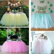 Tulle Tutu Table Skirt Yellow Table Cover Cloth Party Birthday Table Décor 6