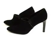 Franco Sarto Womens Pointy Toe Black Suede Heels Boots Booties 9.5