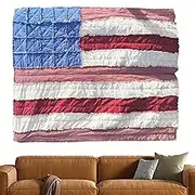 Flag Quilt,Patriotic Americana Vintage Bedding Duvet Cover | Breathable Country Patchwork Coverlet for Sofas, Beds