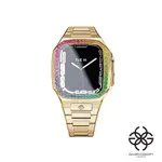 GOLDEN CONCEPT 錶殼 APPLE WATCH 41MM 金色不鏽鋼錶帶/彩虹鋯石錶框 EVF41-G-RB