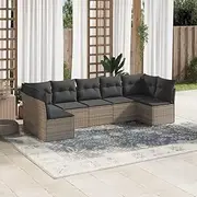 Garden Sofa Set, Chairs, Patio Furniture, Outdoor Rattan Wicker Set, Small Conversation Piece with Cushions Grey Poly for Balcony