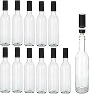 Encheng 12 oz Glass Bottles with Cork Lids,Home Brewing Bottles Juicing Bottles with Caps,Clear Beveage Bottles for Sparkling Wine,Kefir,Food Storage,Leak Proof,Dishware Safe,12Pack