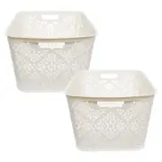 Plastic Uniqe Design Storage Basket Color Cream For Kitchen Set Of 2