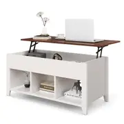 Costway 105x52x48CM Coffee Center Table Sofa Side Table w/Lift Top Living Room End Table White