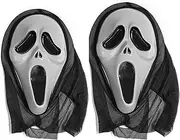 2 Pieces Halloween Scream Mask for Adult, Ghost Mask Scary Mask Creepy Mask for Cosplay Prop Cospaly Halloween Dress Party