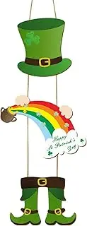 KOYILTD Saint Patrickk's Day Decorations Happy St. Patrick's Day Wooden Sign Leprechaun Top Hat Feet Hanging Welcome Sign St. Patrick's Day Door Cover Irish Front Door Decoration (Novel)
