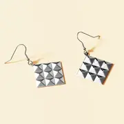 Fascination Geometric Style Diamond Shape Metallic Earrings White Gold