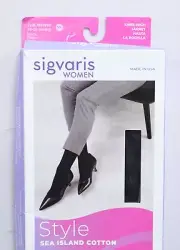 Sigvaris Sea Island Cotton Compression Knee-High Socks 20-30mmHg BH5 Black MS