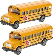 Vaguelly 2pcs Boys and Girls Pull Back Bus Toys School Bus Simulation for Toddlers Lightweight Portable for Boys and Girls Random Style