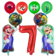 Super Mario Bros 7th Birthday Party Balloons Set Red Green balloons