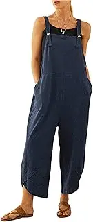 [Uaneo] Womens Cotton Adjustable Casual Summer Bib Overalls Jumpsuits with Pockets