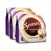 Senseo Coffee Pads Cappuccino Choco, Chocolate Taste, New Recipe 3 Pack 3x8 Pods