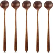 5-Piece Wooden Soup Spoons Set for Healthy Cooking